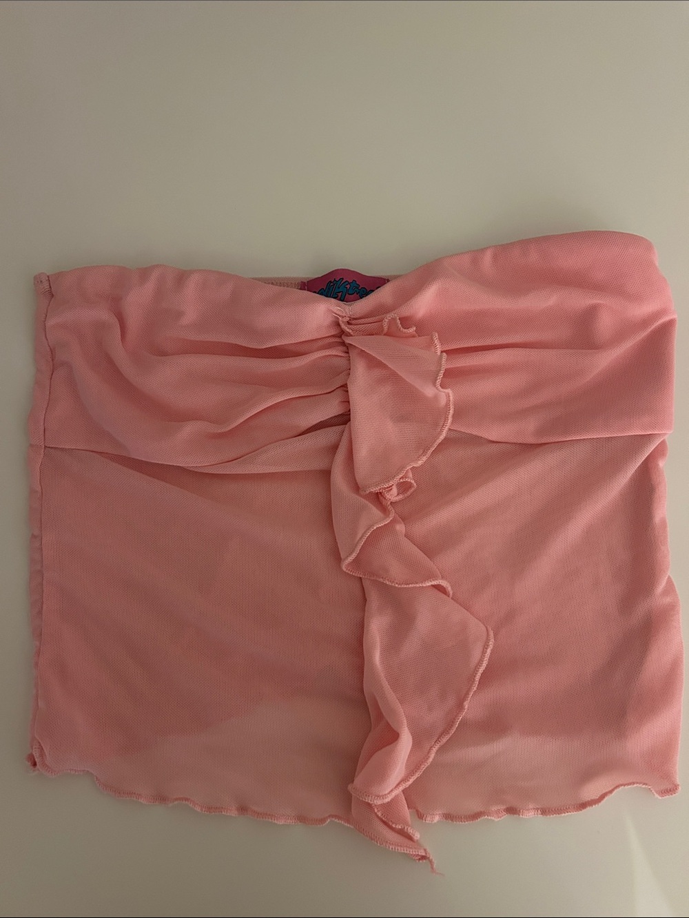 Edikted pink mesh and ruffle tube top